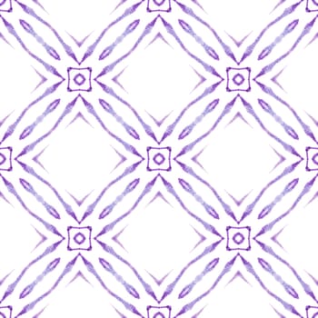 Watercolor medallion seamless border. Purple overwhelming boho chic summer design. Textile ready magnetic print, swimwear fabric, wallpaper, wrapping. Medallion seamless pattern.