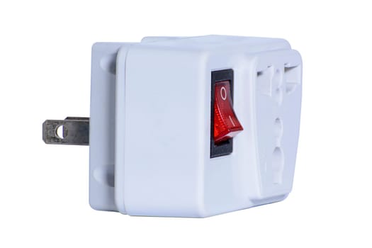 Adapter power plug with a switch on a white background.