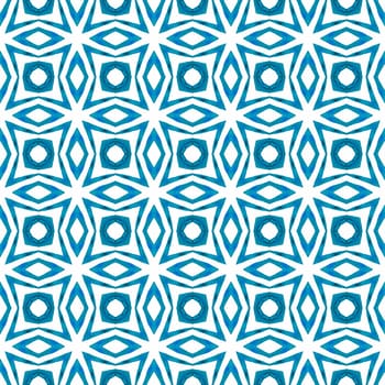 Ethnic hand painted pattern. Blue divine boho chic summer design. Textile ready mind-blowing print, swimwear fabric, wallpaper, wrapping. Watercolor summer ethnic border pattern.