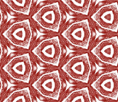 Exotic seamless pattern. Maroon symmetrical kaleidoscope background. Summer swimwear exotic seamless design. Textile ready fine print, swimwear fabric, wallpaper, wrapping.