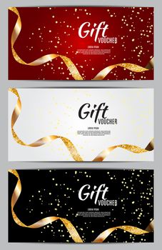 Luxury Members, Gift Card Template for a festive gift card, coupon and certificate with ribbons and gift box for your Business Vector Illustration EPS10
