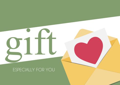 Gift Poster Template with Envelope with Heart Symbol. Vector illustration EPS10