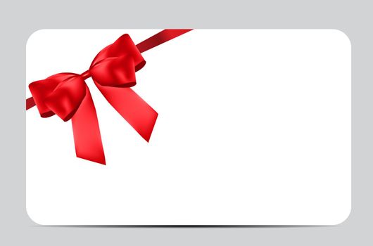 Blank Gift Card Template with Red Bow and Ribbon. Vector Illustration for Your Business EPS10