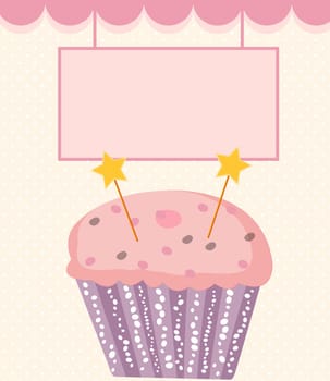 Happy Birthday Card Baner Background with Cake. Vector Illustration EPS10