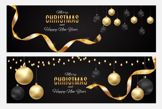 Merry Christmas and New Year Greeting Card Template Set Background. Vector Illustration EPS10