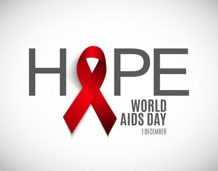 December 1 World AIDS Day Background. Red Ribbon Sign. Vector Illustration EPS10