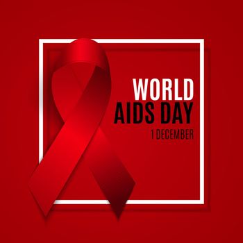 December 1 World AIDS Day Background. Red Ribbon Sign. Vector Illustration EPS10