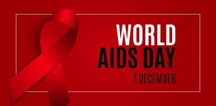 December 1 World AIDS Day Background. Red Ribbon Sign. Vector Illustration EPS10