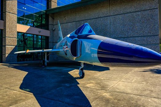 McMinnville, Oregon - August 21, 2017: US Air Force Convair F-102A Delta Dagger on exhibition at Evergreen Aviation & Space Museum.