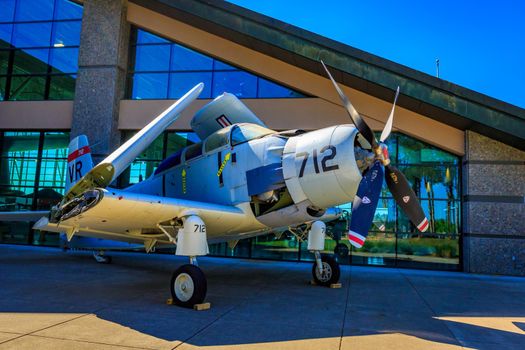 McMinnville, Oregon - August 21, 2017: US Navy Douglas EA-1F Skyraider on exhibition at Evergreen Aviation & Space Museum.