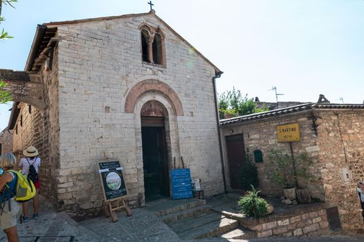 spello,italy august 21 2020:church of san martino in the center of spello