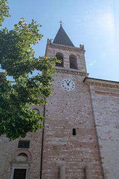 detail of the bell tower of the church of santa maria maggiore in spello