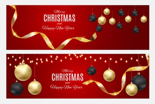 Merry Christmas and New Year Greeting Card Template Set Background. Vector Illustration EPS10