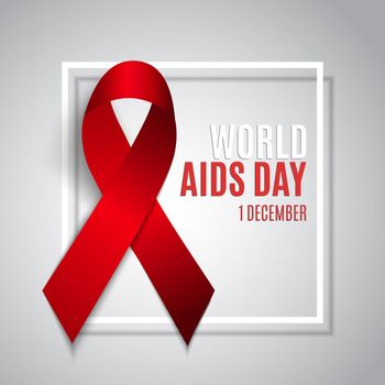 December 1 World AIDS Day Background. Red Ribbon Sign. Vector Illustration EPS10