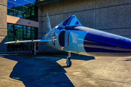 McMinnville, Oregon - August 21, 2017: US Air Force Convair F-102A Delta Dagger on exhibition at Evergreen Aviation & Space Museum.