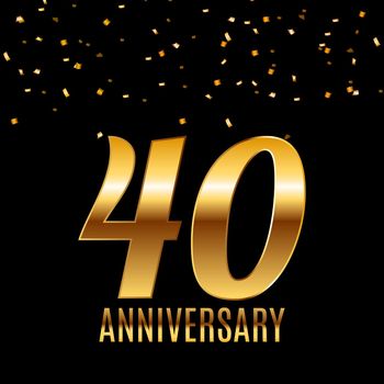 Celebrating 40 Anniversary emblem template design with gold numbers poster background. Vector Illustration EPS10