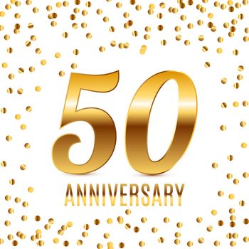 Celebrating 50 Anniversary emblem template design with gold numbers poster background. Vector Illustration EPS10