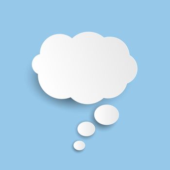 Abstract white cloud icon isolated on blue background. Vector illustration EPS10
