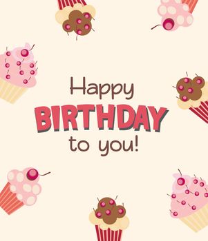 Happy Birthday Card Baner Background with Cake. Vector Illustration EPS10