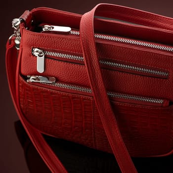 A closeup shot of a luxury red leather bag
