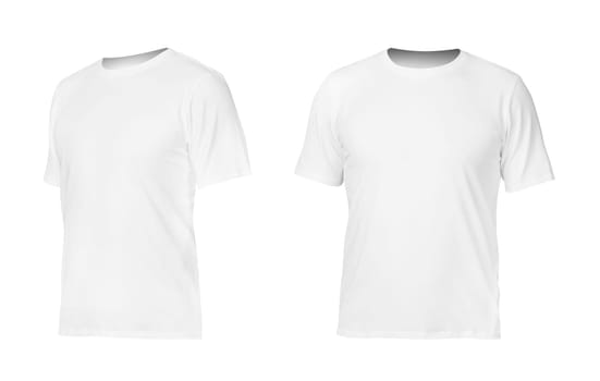 Three white T-shirts isolated on white