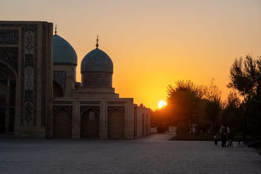 The ancient architecture of Central Asia, Samarkand at sunset, Republic of Uzbekistan