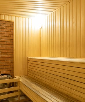 A vertical shot of a sauna in the sports complex
