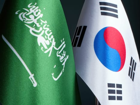 Small Flags of Saudi Arabia and South Korea.