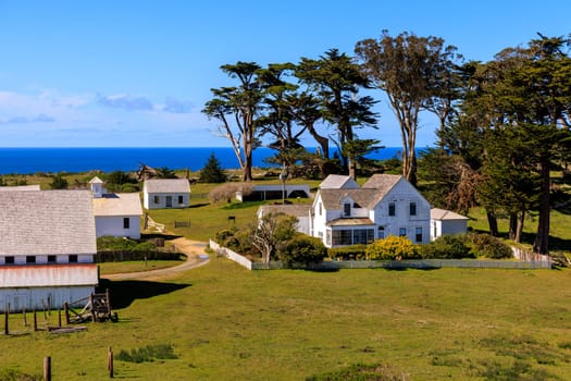 Historic buildings on farm at Pierce Point in Marin County, California. High quality photo