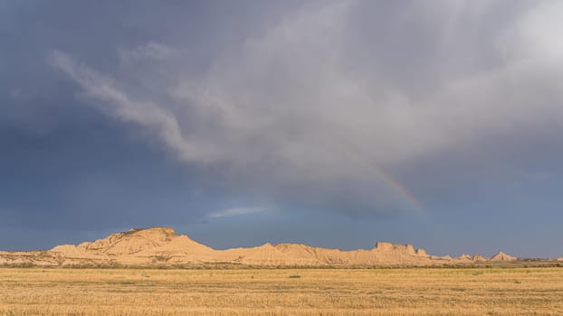 Panoramic view of Bardenas Reales in Navarra, Spain.