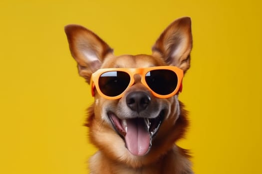 pet dog smile isolated summer breed white goggles fun puppy small cool cute glasses animal student sunglasses portrait background young funny. Generative AI.