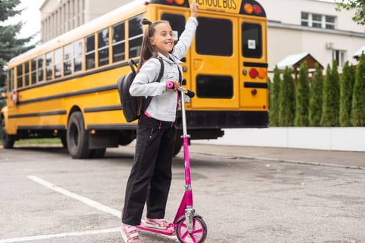 nine years old girl student at school