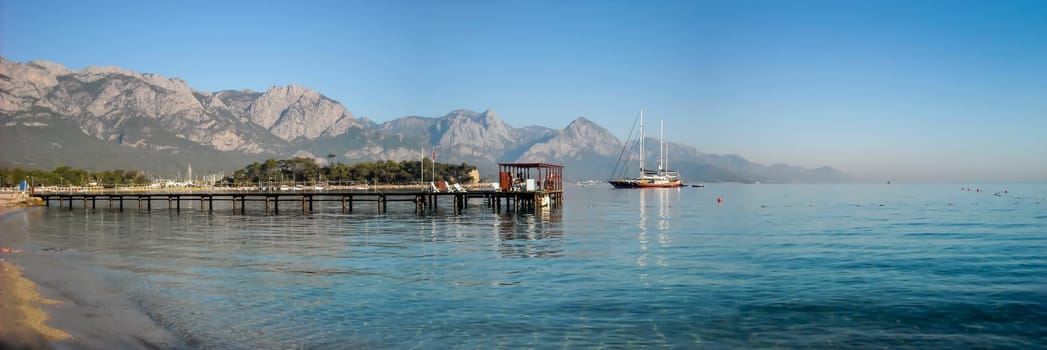 Panoramic view of Kemer bay in Antalia, turkey.