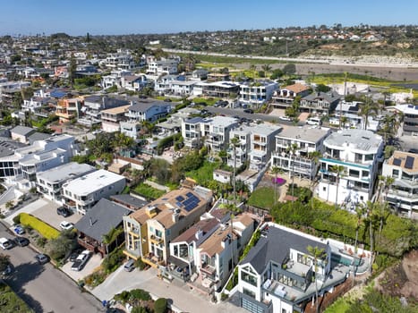 Aerial view of Wealthy Encinitas town in San Diego South California, USA.