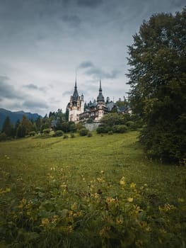 Peles Castle in Sinaia, Romania. Famous Neo-Renaissance palace of the royal family located in the heart of Carpathian mountains.