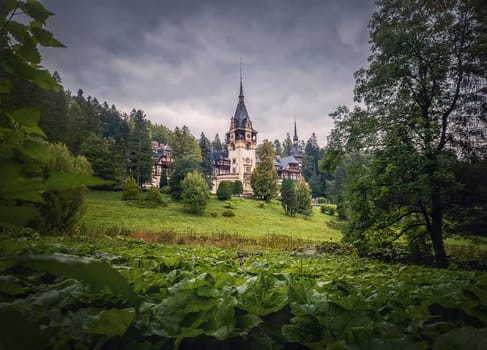 The famous Peles Castle former residence of Carol 1 first king of Romania, Sinaia, Transylvania