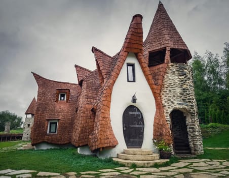 The Clay Castle from the Valley of Fairies, a touristic complex in Transylvania, Romania. The home of dwarf or hobbits from fantastic tales