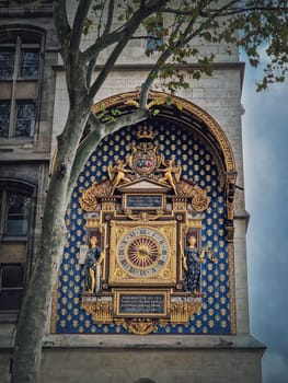The Conciergerie Clock, The Clock Tower (Tour de l'Horloge). The oldest public clock Paris as remaining part of the Palais de la Cite