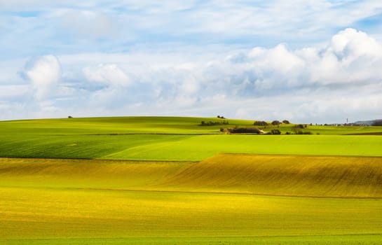 Rural landscape of cultivated fields in the surroundings of Calais, North of France