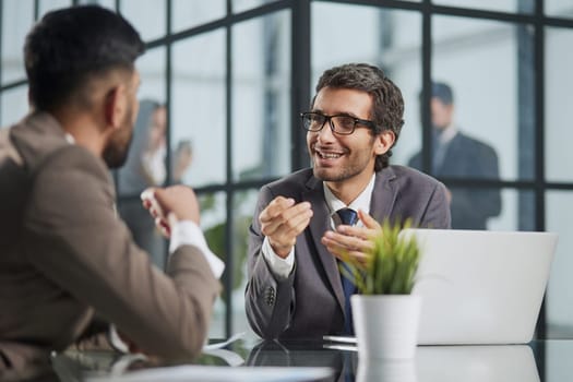 caucasian ceo businessman leader with colleague, group of executive managers in a meeting.