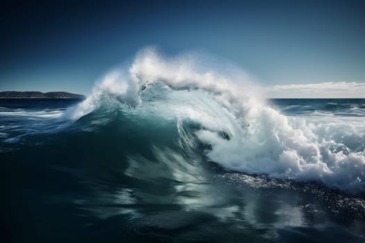 motion water nature powerful sea cool spray tropical summer wave crash splashing ocean splash blue environmental liquid abstract sunshine surfing. Generative AI.