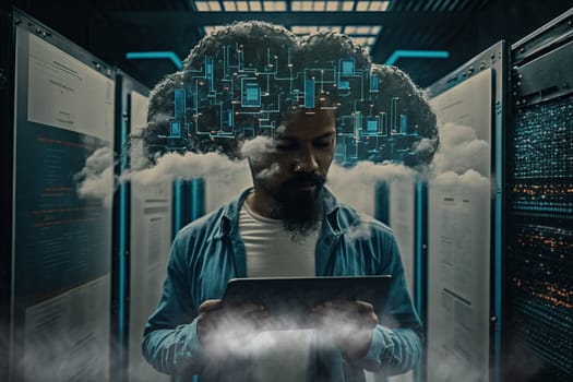 linking computer to cloud with server, connection Online, cloud storage, contact, computing, Devices connected to storage in the data center , tablet, phone home devices with online.
