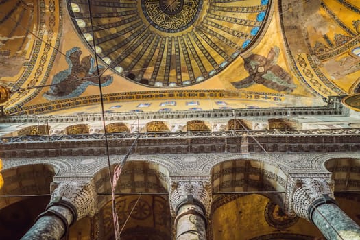 Hagia Sophia Hagia Sofia, Ayasofya interior in Istanbul, Turkey, Byzantine architecture, city landmark and architectural world wonder. Turkiye.