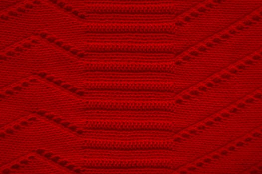 Fiber Abstract Wool. Vintage Woven Sweater. Macro Handmade Xmas Background. Knitted Wool. Red Closeup Thread. Nordic Winter Jumper. Soft Plaid Material. Linen Knitted Fabric.