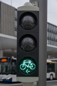 Bicycle traffic light in Germany. Bielefeld. High quality photo