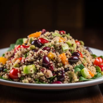 A photograph of a colorful quinoa salad, featuring the nutritious and flavorful ingredients of this healthy dish.
