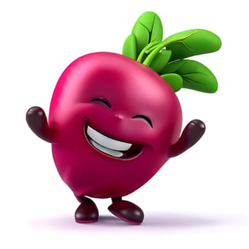 Cute cartoon 3d character of smiling ripe beetroot, digitally generated illustration