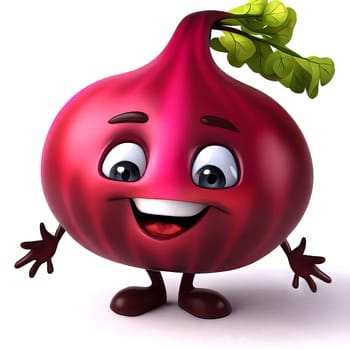 Cute cartoon 3d character of smiling ripe beetroot, digitally generated illustration