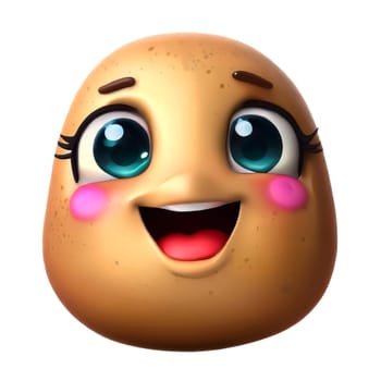 Cute cartoon 3d character of smiling ripe potato, digitally generated illustration