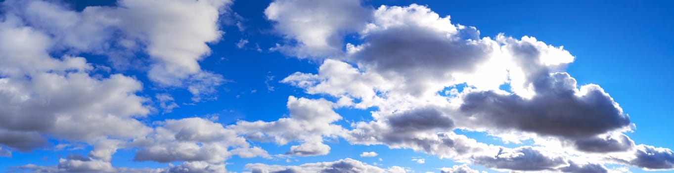 Blue sky and white clouds, widescreen panorama